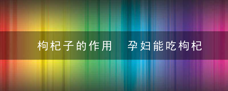 枸杞子的作用 孕妇能吃枸杞子吗